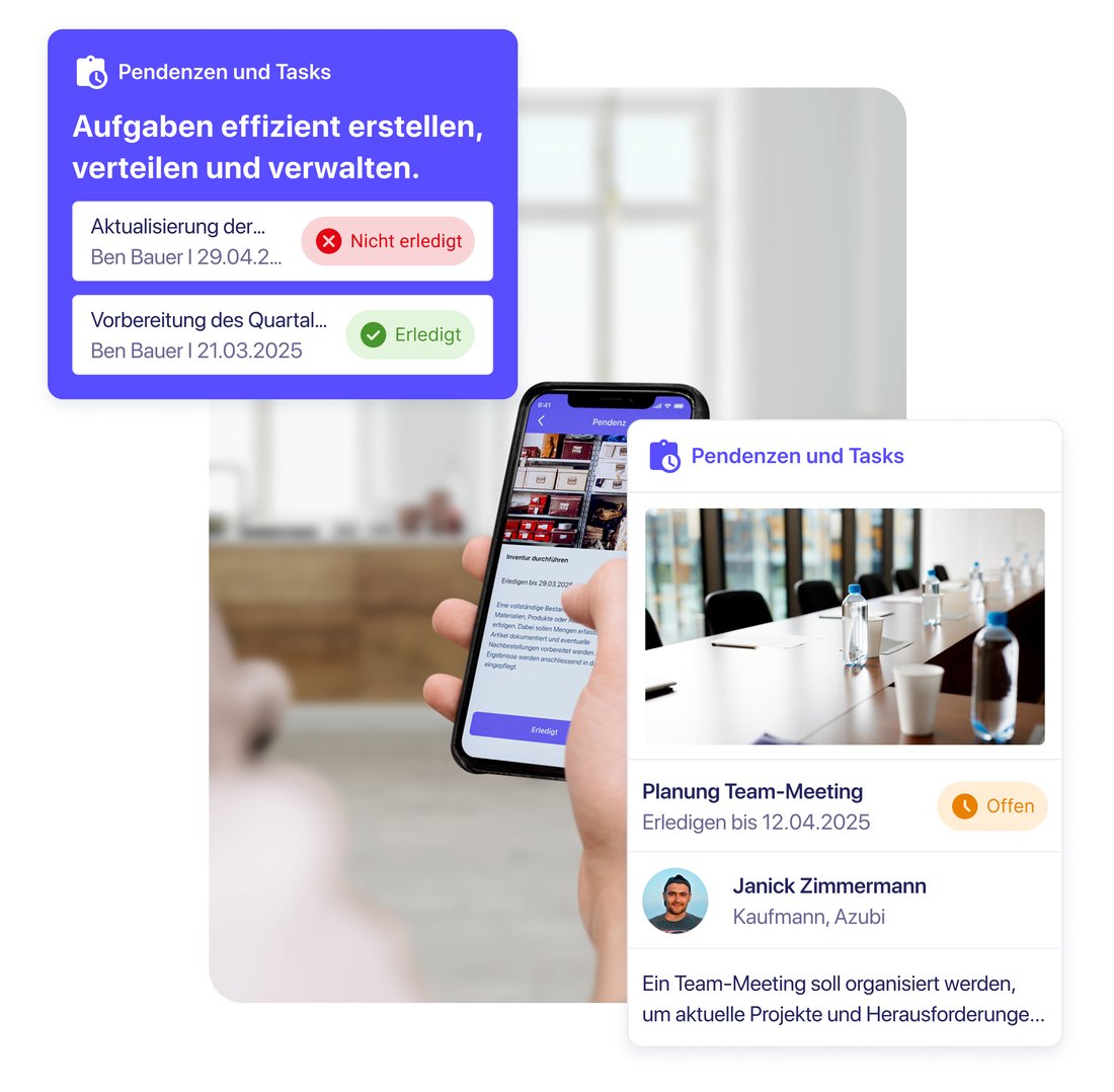 Pendenzen & Tasks, Screenshot in der App