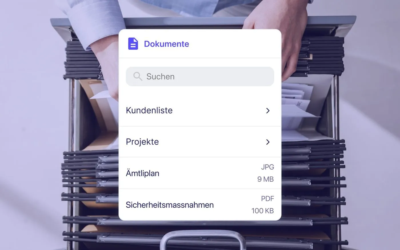 Vorschau Dokumentenablage