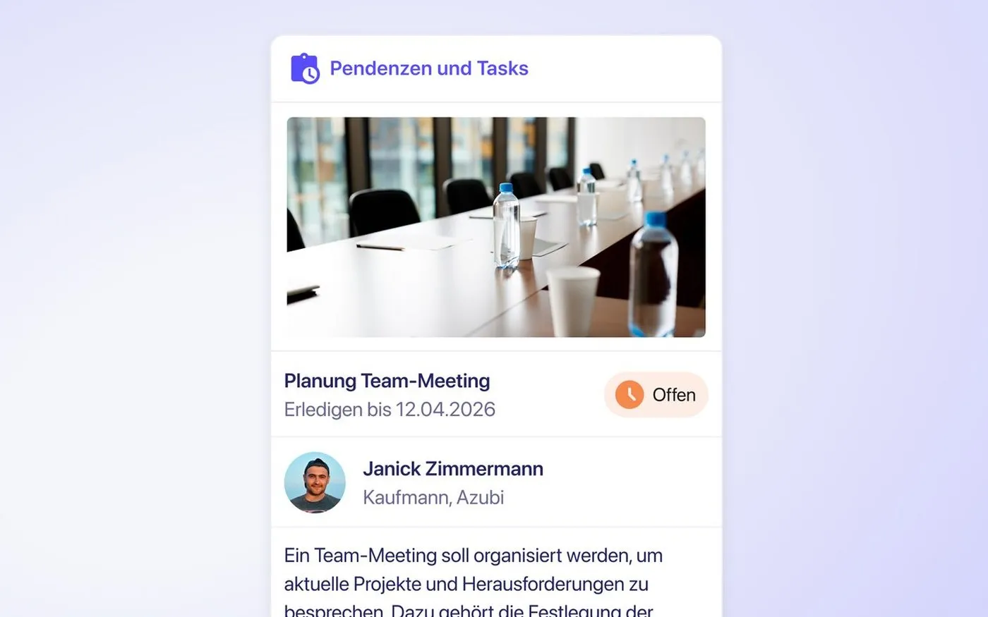 Vorschau Pendenzen Tasks